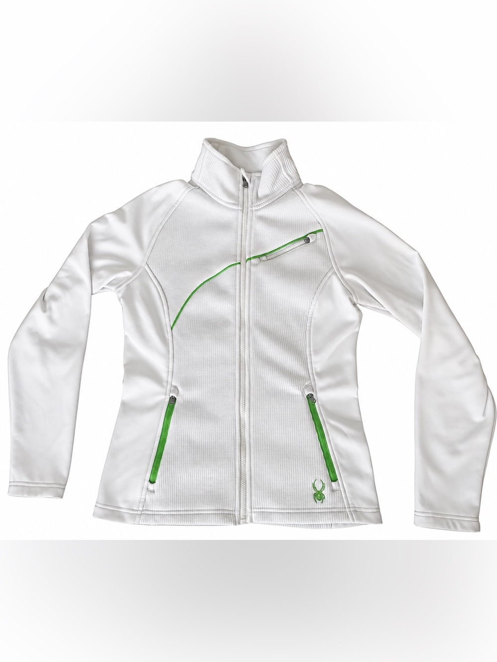 Spyder Women's Core Sweater Fleece Full-Zip Jacket White/Green Size Medium